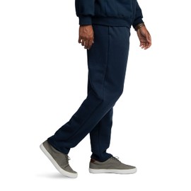 Fruit of the Loom Men's Eversoft Fleece Open Bottom Sweatpants with Pockets, Relaxed Fit, Moisture Wicking, Breathable, Navy, Large