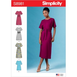 SIMPLICITY Sewing Pattern S8981 Misses' Front Tie Dresses, Paper, White, Various