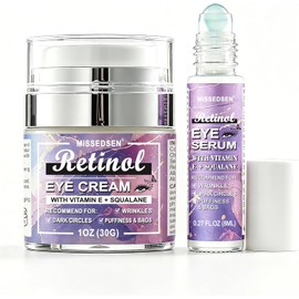 Crema Y Sérum Para Ojos Con Retinol Y Vitamina C Para Tratamiento Antiedad - Fórmula Suave Para Piel Sensible (30 G/1 Oz Y 8 Ml/0,27 Oz)