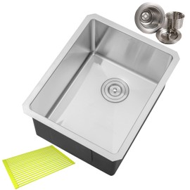 CozyBlock 16 in. x 20 in. x 10 in. 16-Gauge Stainless Steel Undermount Single Bowl Bar Prep Kitchen Sink with Silicon Dishrack and Strainer
