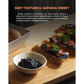 Homtiem Black Garlic Puree 150g. (Made from Solo Black Garlic 100%), Whole Black Garlic Fermented for 90 Days, Non-GMOs, High in Antioxidants, Ready to Eat for Snack Healthy, Healthy Recipes.