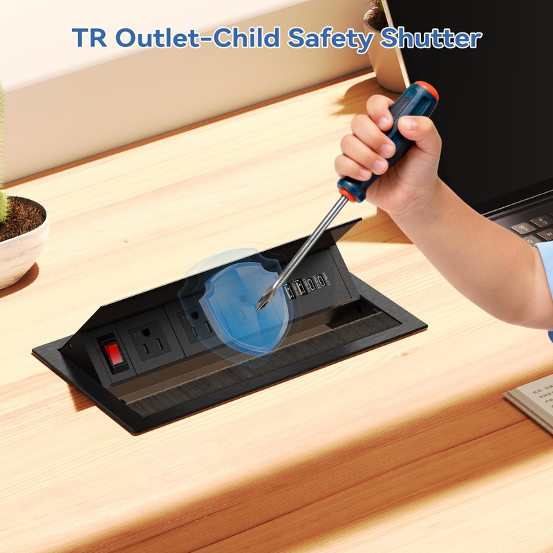 Recessed Conference Table Power Hub with 4 USB Ports,3AC TR
