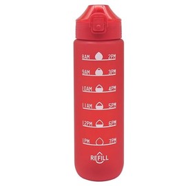 UNIQUE HOME LIVING Water Bottle, 1 Litre Water Bottle for Travel Gym Work School, Non-Toxic Plastic, Leak-Proof, Sports Drinks Bottle with Time Markings - Red