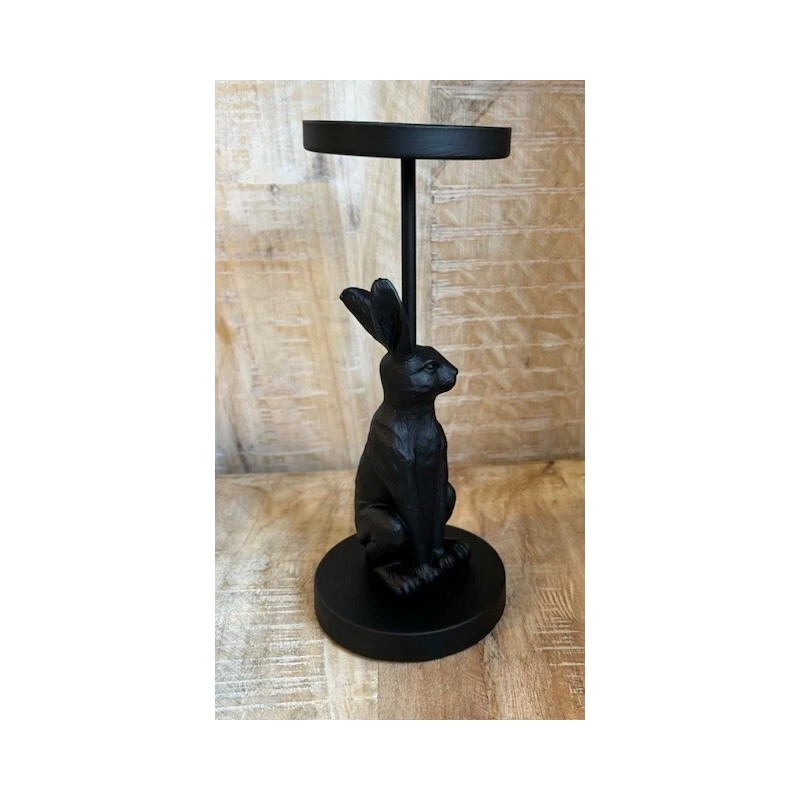 Unbranded New Primitive Farmhouse BUNNY CANDLE HOLDER Rabbit Pillar Stand