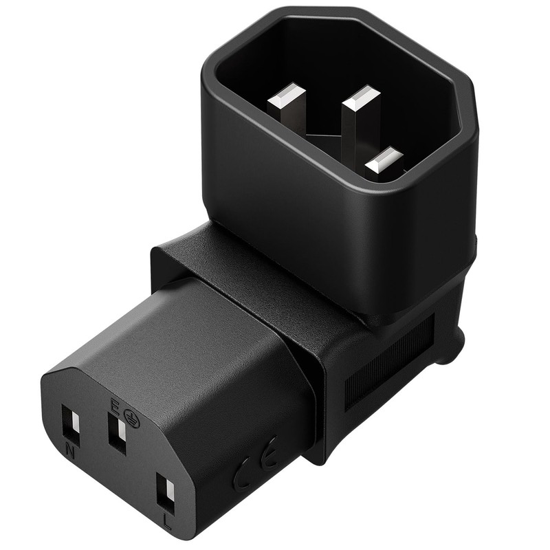 [2PACK] IEC 320 C14 to C13 Right Angle AC Adapter,