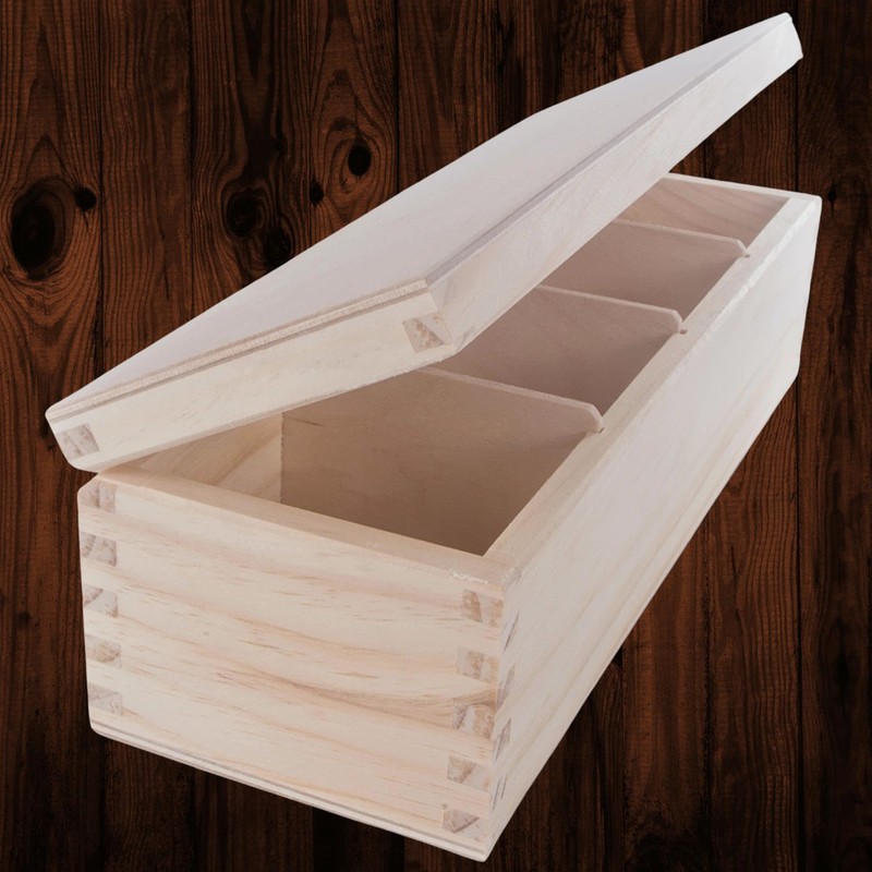 WooDeeDoo Tea Box with Wooden Compartment, Wood, 4 Compartments