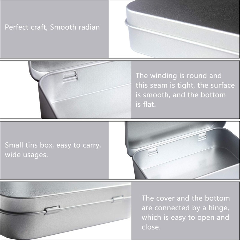 DARUITE Small Tins, 12 Pieces Metal Tins,Rectangular Empty Hinged Tins,Tins
