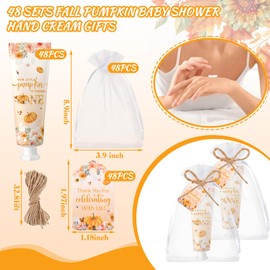Dansib 48 Sets Thanksgiving Fall Hand Cream Bulk a Little Pumpkin Baby Shower Hand Cream Gifts Baby Shower Party Favors for Guests Travel Size Lotion for Autumn Party Supplies(Yellow Pumpkin)