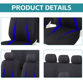 Adunsiaoto 9 Pieces Seat Protector for Car Seats, Front Seat Covers with Matching Back Seats Cover for Cars, Auto Interior Accessories Front Seat Protector, Universal Seats Cover for Car(Blue)