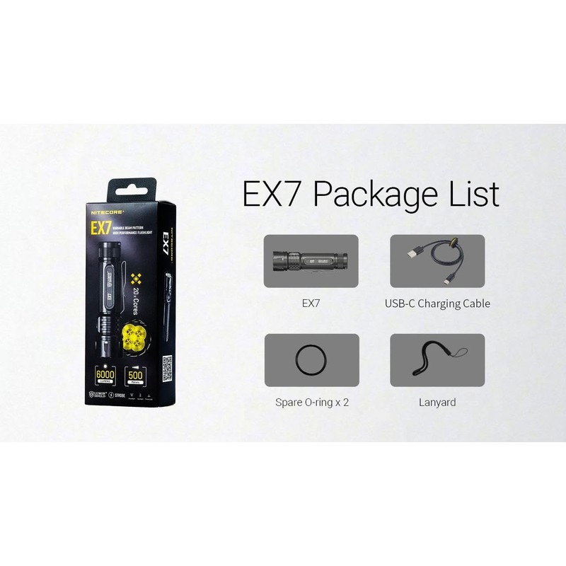 Nitecore EX7 + NCP30 Holster EX7 Variable Beam Pattern High