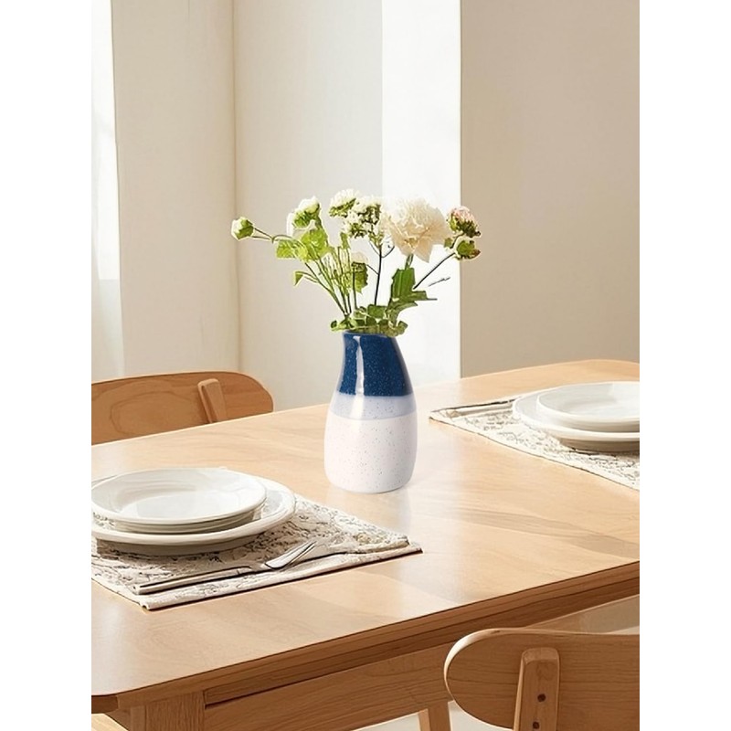 KERMANDO Ceramic Vase – 5.9” Tall Handmade Blue and White