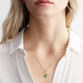 Me&Hz Dainty August Birthstone Necklace with Initial A, 14k Gold Filled Tiny Cute Leaf Letter Peridot Birthstone Pendant Necklace Gold Initial Necklaces for Women Mother Grandma Birthday Gift