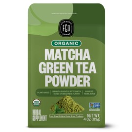 FGO Organic Matcha Green Tea Powder, Japanese Culinary Grade for Cooking, Baking, and Smoothies, 4 Ounce Resealable Bag, Packaging May Vary (Pack of 1)