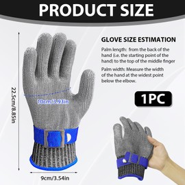 Tweozhui Metzger safety gloves, men's oyster glove, chain glove, kitchen gloves, cut-resistant, cut protection gloves with high-performance technology (level A9/F), size M
