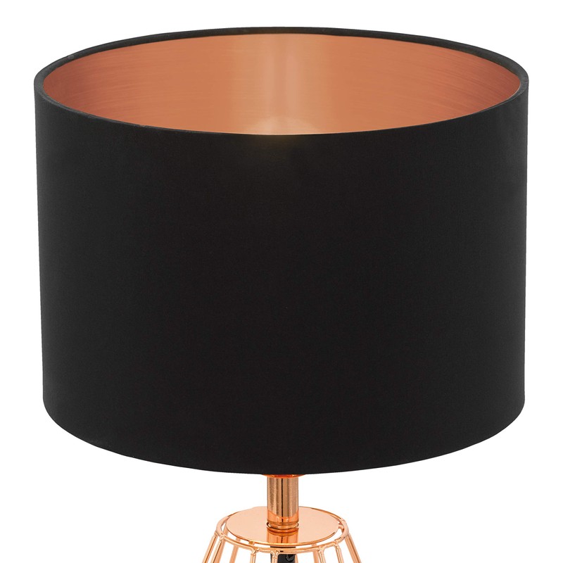 EGLO table lamp, steel, E14, copper, black, 16.5 x 16.5