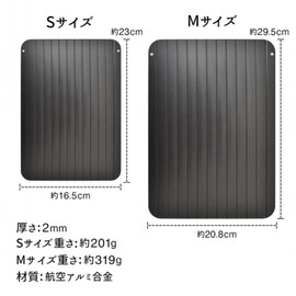 Alice in the Land of Miscellaneous Goods, Defrost Plate, Rapid Thawing Plate, Thin, Convenient Goods, Kitchen, Defrost Dish, Time Saving, Home and Commercial Use, Place (Black, M)