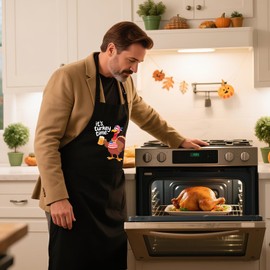 Funny Thanksgiving Aprons for Men with Pockets, Turkey Gifts for Chef Family, Holiday Apron for Women Cooking Grilling BBQ Dad Mom Wife Husband