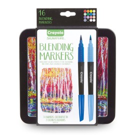 Crayola Blending Marker Kit with Decorative Case, 14 Vibrant Colors & 2 Colorless Blending Markers