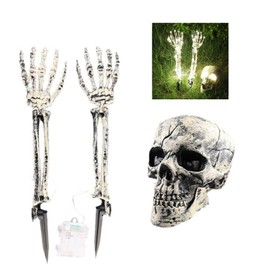 Halloween Decoration Skull Model Model Skull Arm Set of 3 Illuminating Movable Skeleton Similar to Realistic Plastic Liver Test Ghost Simulation Decoration Interior Halloween Entertainment Party Tools