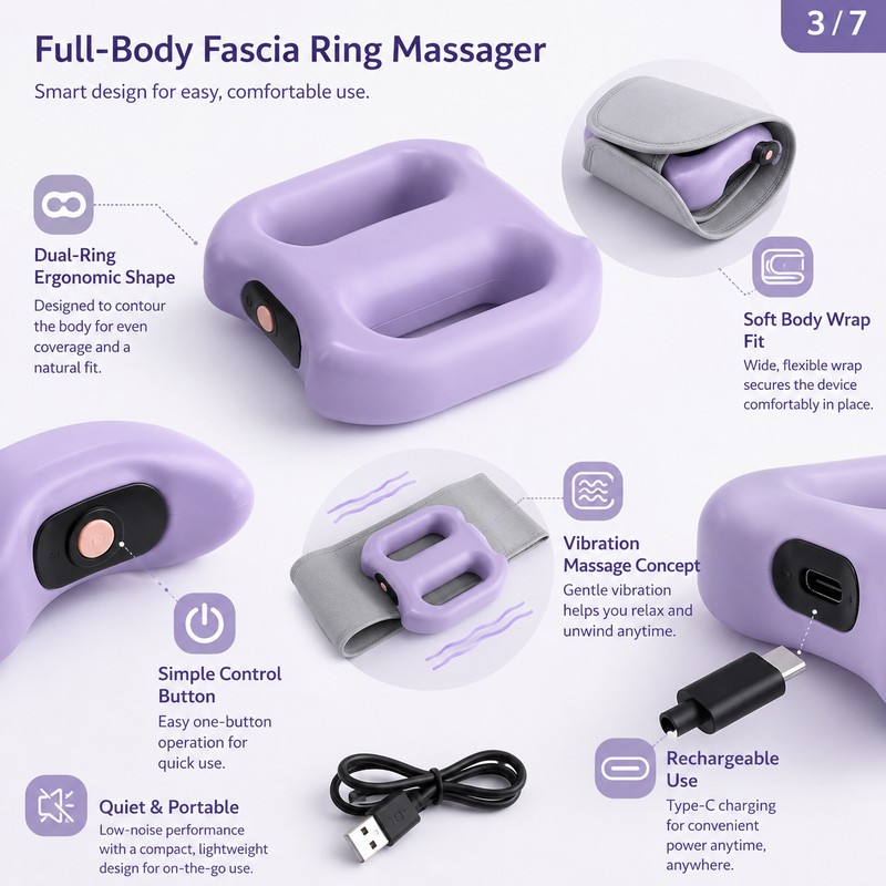 Portable Vibration Body Massager for Relaxation – Dual-Ring Design with