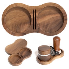 NEOUZA Coffee Tamper Stand Holder for Tamper, Distribution Tool, Puck Screen, Walnut Wood,51mm 53mm 58mm Universal