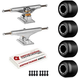 Old School Skateboard Pack with Independent 149 Trucks, Powell Mini-Cubic Black Wheels, ABEC 5 Bearings, Mounting Hardware, and Risers