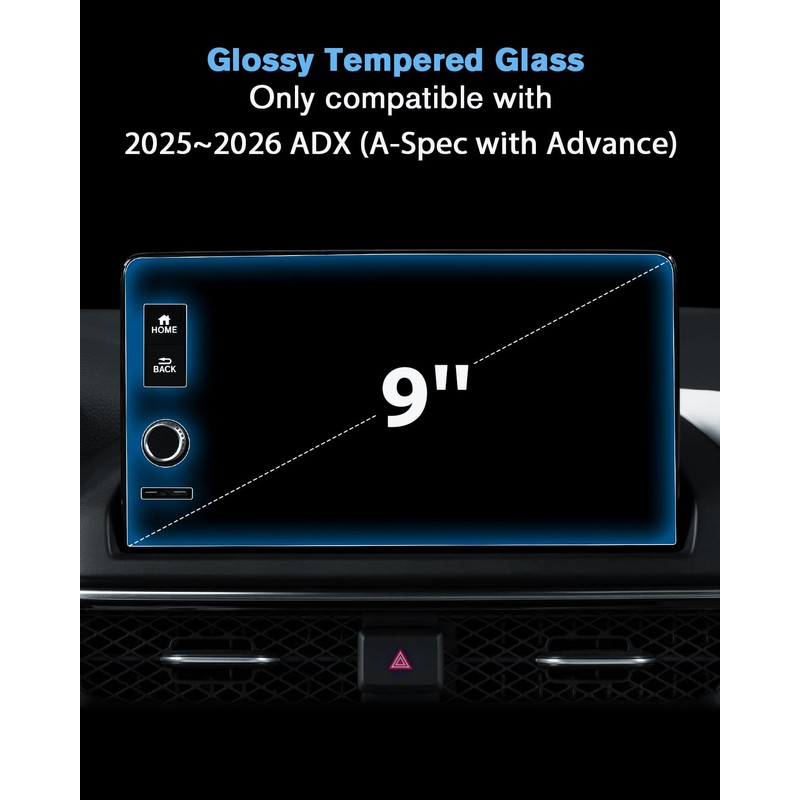 WEIPIN For Glossy Tempered Glass 2025 2026 Acura ADX 9