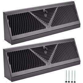 Flowild 2 Pack 15 Inch Baseboard Register (Duct Opening Size) - Baseboard Vent Covers for Home - Easy Adjust Air Supply Lever Floor Baseboard Diffuser (Black)