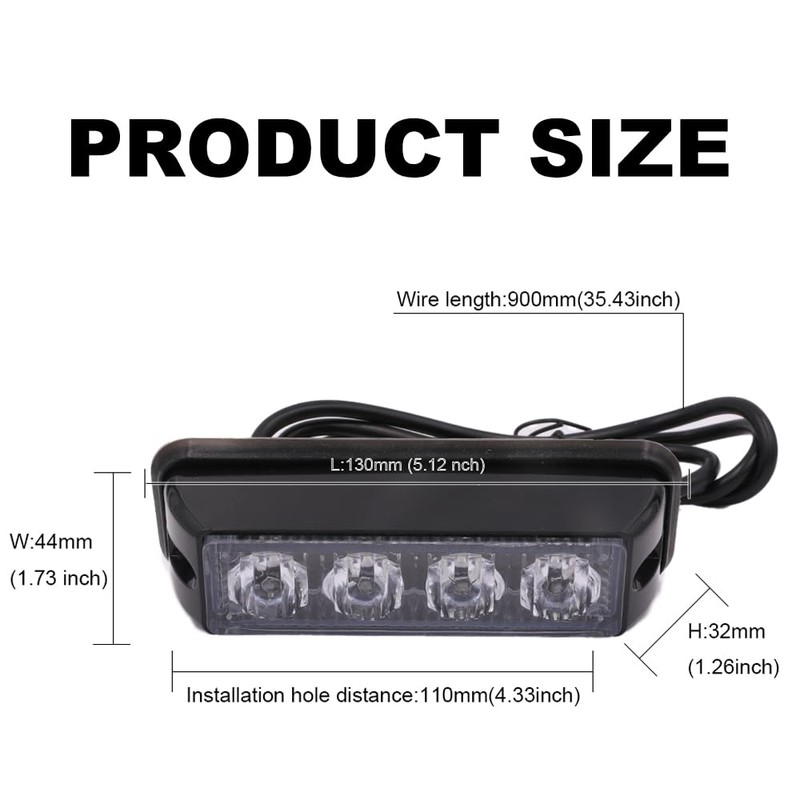 STBLTBAR 2 PCS 4-LED Emergency Strobe Lights for Trucks 12-24V