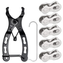 Kigauru 5 Pairs Bicycle Chain Links Steel 6/7/8 Speed Chain Bike Chain Connector Lightweight Missing Link Accessories + Bicycle Chain Pliers Steel Repair Tools Open Close Chain Tools Install and Remove Bicycle Chain Cutting Tools