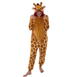 NEWCOSPLAY Unisex Adult Giraffe Onesie Pajamas Animal One Piece Costume Cosplay Sleepwear (Giraffe, Large)