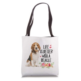 Life Is Better With A Beagle Beagle Mom Beagle Lover Floral Tote Bag