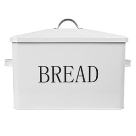 DreamsEden Large Bread Box, Metal Loaf Storage Container for Kitchen Countertop (White)