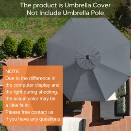 EliteShade USA 9FT Patio Umbrella Replacement Covers 8 Ribs Market Umbrella Canopy Cover (CANOPY ONLY) (Gray)