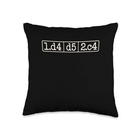 1.d4 d5 2.c4 for Chess Player Chess Queens Gambit Throw Pillow, 16x16, Multicolor