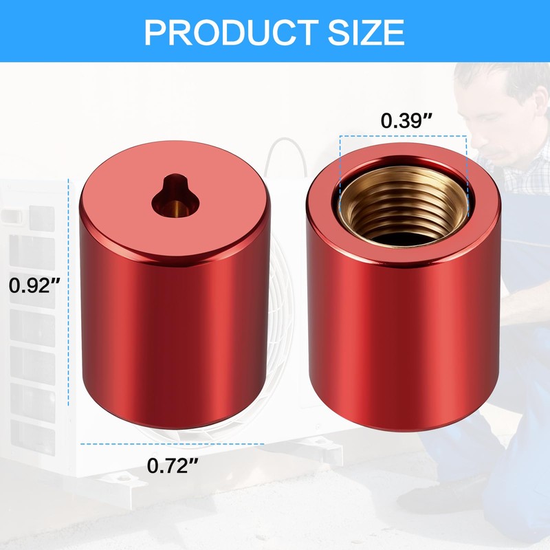 1/4" Pink Brass HVAC Locking Caps 10-Pack, Tamper-Proof Refrigerant