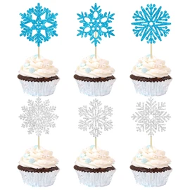 36 piezas de adornos de copos de nieve con purpurina para decoración de copos de nieve, diseño de copo de nieve, decoración para baby shower, cumpleaños, Navidad, fiestas, suministros de decoración de Navidad, color azul y plateado