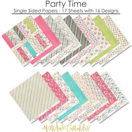 Pattern Paper Pack - Party Time - Scrapbook Premium Specialty Paper Single-Sided 12"x12" Collection Includes 16 Sheets - by Miss Kate Cuttables