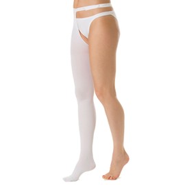 Relaxsan Antiembolism M2380RA (White, L) Anti-embolism thigh high stocking with waist attachment and inspection hole - RIGHT LEG - K1-18-23 mmHg
