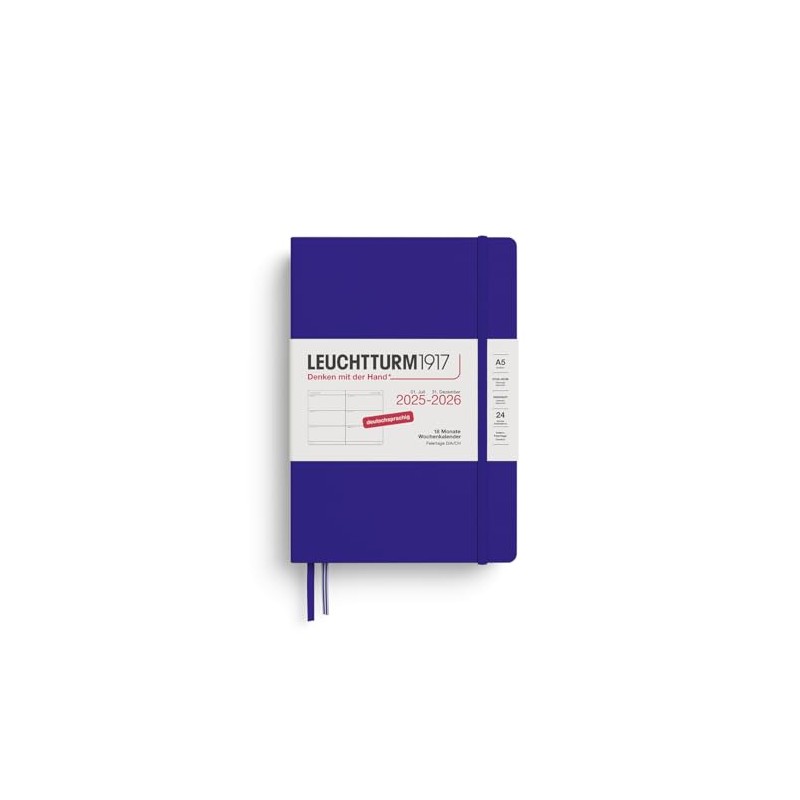 LEUCHTTURM1917 372632 Weekly Planner Medium (A5) 2026, 18 Months 07.2025-12.2026,