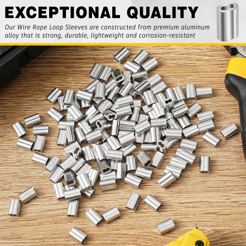 Yaocom 200 Pcs 3/32" Aluminum Crimping Loop Sleeve Cable Crimp