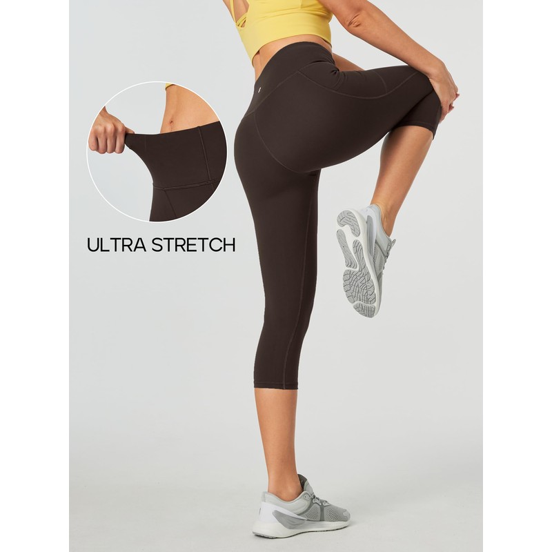 Heathyoga Capri Leggings for Women - High Waisted, Tummy Control,