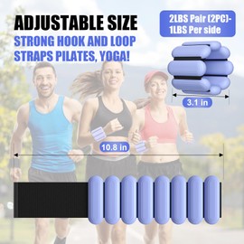 Wrist & Ankle Weights for Women, Wearable Strong Arm & Leg Weights Set of 2(1Lbs Each), Adjustable Ankle Weights for Walking, Yoga, Dance, Barre,Gym,Exercise,Pilates,Walking Running (Blue)
