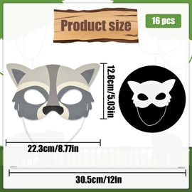 WELANE Safari Animal Masks, 16 PCS Wild Forest Zoo Animals Cartoon Masks for Party, Masquerade, Cosplay (16 Kinds)