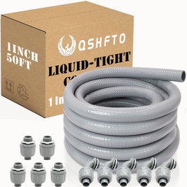 QSHFTO 1 Inch Liquid-Tight Conduit and Connector Kit - 50 FT Non-Metallic Electrical Conduit with 5 Pcs 180° Straight and 5 Pcs 90° Angle Fittings