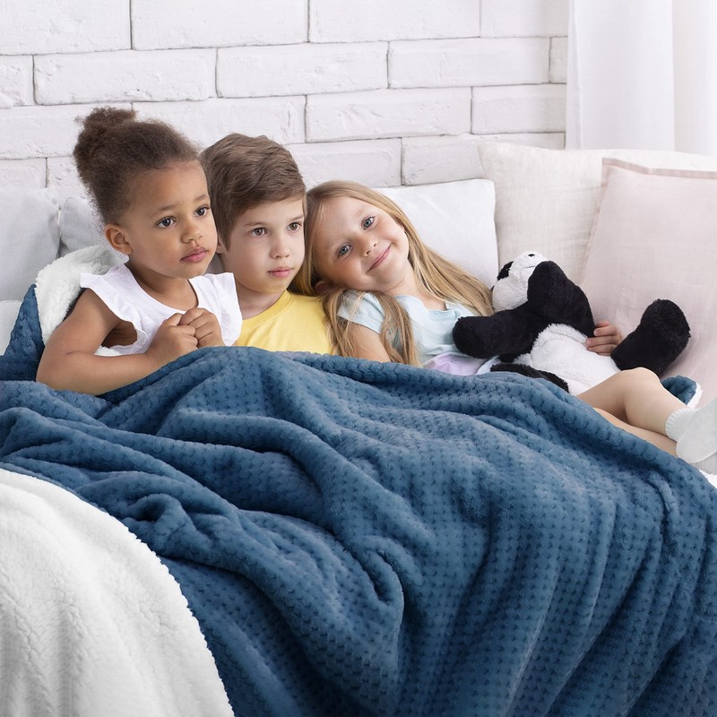 AmeliaHome Cuddly Blanket 70 x 150 cm Delicate Quilted Sherpa