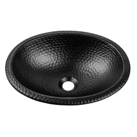 Monarch Abode Bathroom Sink – 17-Inch Oval Drop In Bathroom Sink, Top Mount Hand Hammered Matte Black Vanity Sinks for Countertop, Powder Room, Guest Bath or Restroom, Drop in Sinks for Bathrooms