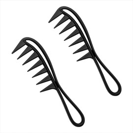 Pack of 2 Shark Tooth Combs, Wide Tooth Combs, Antistatic Comb for Home Salon, Hairdressing Comb, for Various Types of Hair Hair Comb (Black)