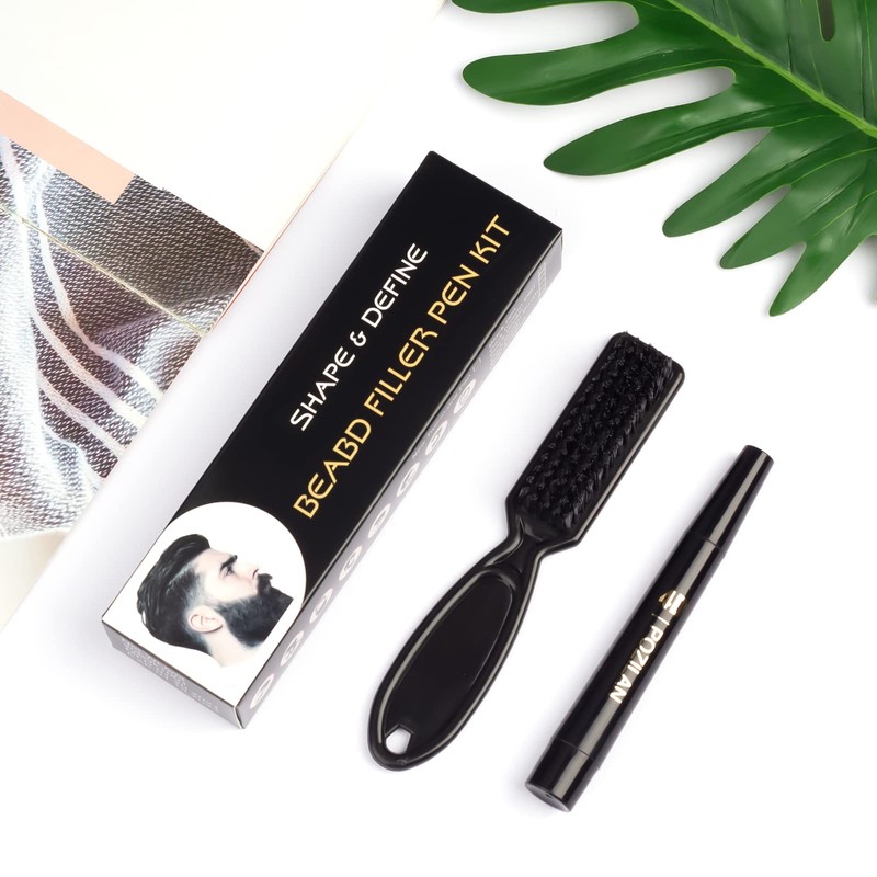 Beard Pencil Filler For Men with Bristle Beard Brush, Water