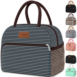 Coobiiya Lunch Bag Women, Lunch Box for Women Adult Men, Small Leakproof Cute Lunch Tote Large Capacity Reusable Insulated Cooler Lunch Container for Work/Office/Picnic/Travel-Stripe